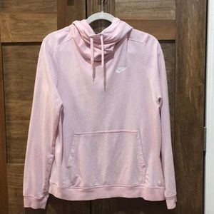 NIKE Confetti funnel neck Hoody long sleeve tee Pink L Large NWOT